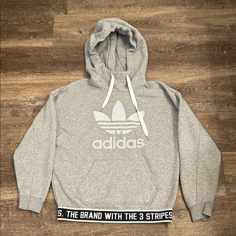 Adidas Heather Gray Hoodie with Trefoil Logo